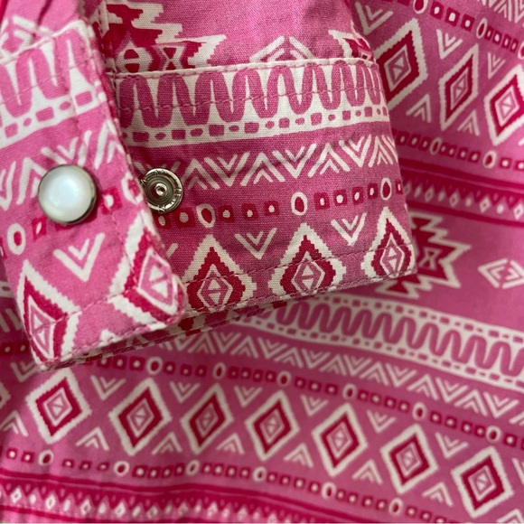 Panhandle Girls' Aztec Pink White Stripe Western shirt button down Size Large - Picture 5 of 6
